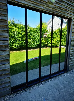 Mirrored glass privacy window film